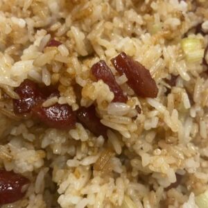 Chinese sausage and celery fried rice腊肠炒饭